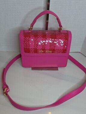 Betsey Johnson Hot Pink Sequin Top-Handle Crossbody